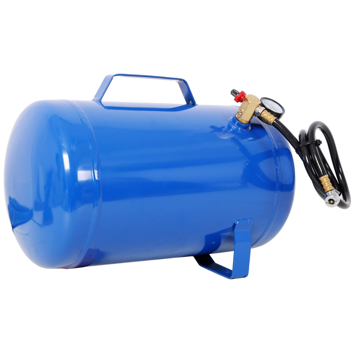 Portable 7 Gallon Air Tank Lightweight Durable Air Compressor Tank with Pressure Gauge Safety Valve and 47 Inch Hose - Blue - Fab Heavy Parts