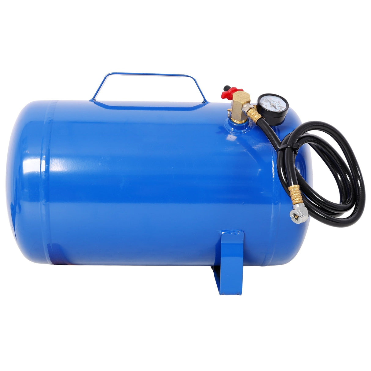 Portable 7 Gallon Air Tank Lightweight Durable Air Compressor Tank with Pressure Gauge Safety Valve and 47 Inch Hose - Blue - Fab Heavy Parts