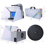 Portable Airbrush Spray Booth with 3 LED Lights Extra Replaceable Filter Pad Turn Table and 6ft Exhaust Extension Hose - Fab Heavy Parts
