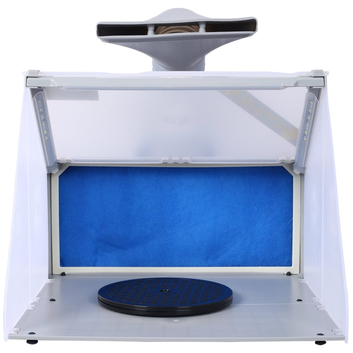 Portable Airbrush Spray Booth with 3 LED Lights Extra Replaceable Filter Pad Turn Table and 6ft Exhaust Extension Hose - Fab Heavy Parts