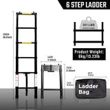 Portable Folding Aluminium Telescopic Ladder Non - Slip Extension Telescoping Ladder with Hooks - Fab Heavy Parts