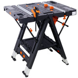 Portable Folding Work Table 2 - in - 1 Sawhorse and Workbench Large Load Capacity with 2 PCS Clamps - Fab Heavy Parts