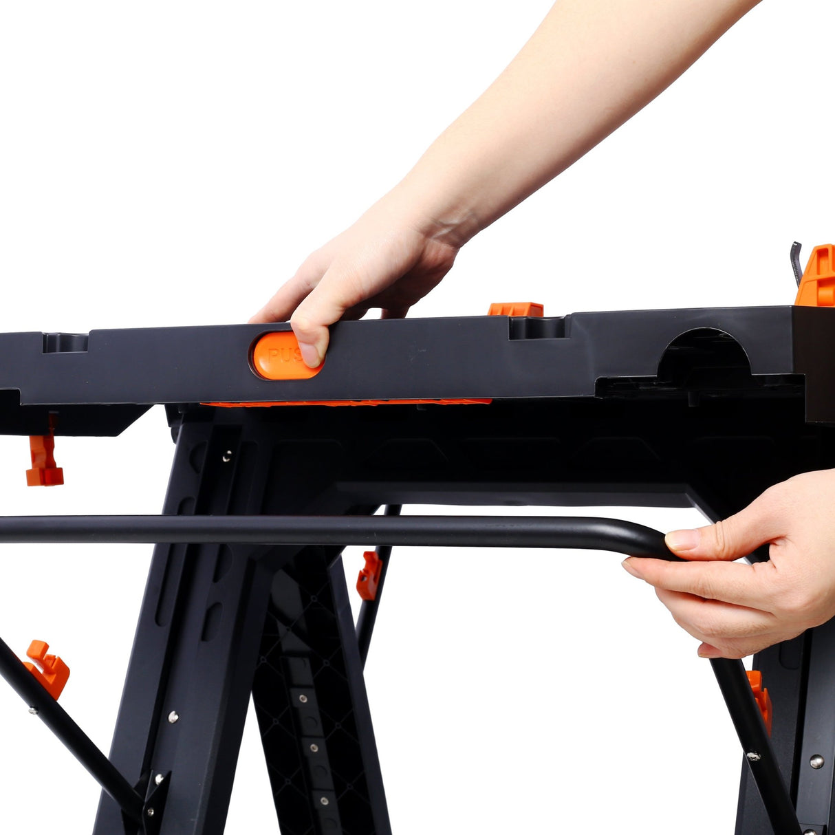 Portable Folding Work Table 2 - in - 1 Sawhorse and Workbench Large Load Capacity with 2 PCS Clamps - Fab Heavy Parts
