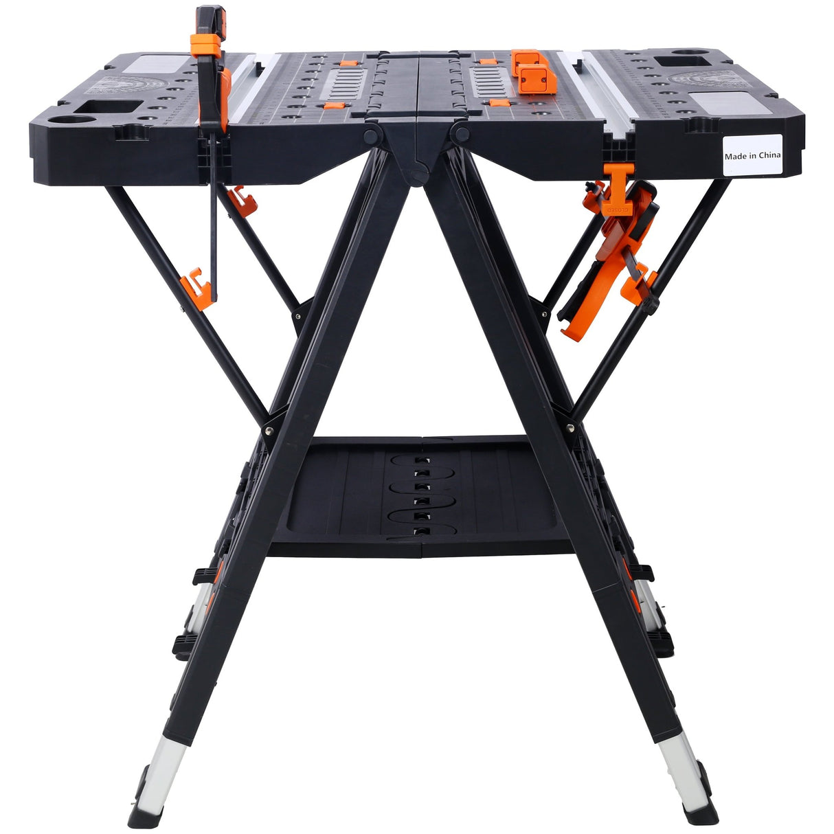 Portable Folding Work Table 2 - in - 1 Sawhorse and Workbench Large Load Capacity with 2 PCS Clamps - Fab Heavy Parts