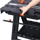 Portable Folding Work Table 2 - in - 1 Sawhorse and Workbench Large Load Capacity with 2 PCS Clamps - Fab Heavy Parts