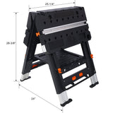 Portable Folding Work Table 2 - in - 1 Sawhorse and Workbench Large Load Capacity with 2 PCS Clamps - Fab Heavy Parts
