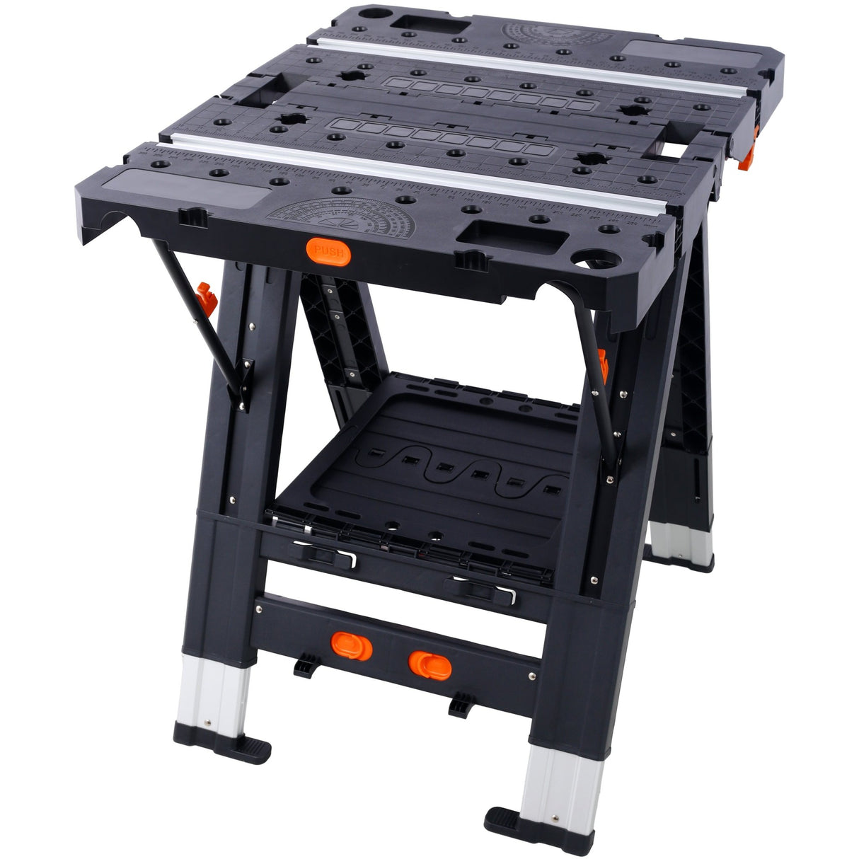 Portable Folding Work Table 2 - in - 1 Sawhorse and Workbench Large Load Capacity with 2 PCS Clamps - Fab Heavy Parts