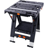 Portable Folding Work Table 2 - in - 1 Sawhorse and Workbench Large Load Capacity with 2 PCS Clamps - Fab Heavy Parts