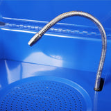 Premium Mobile Tear Down Table with 3.5 Gallon Part Washer and 110V Pump in Blue Steel with Drawer and Drain Tray - Fab Heavy Parts