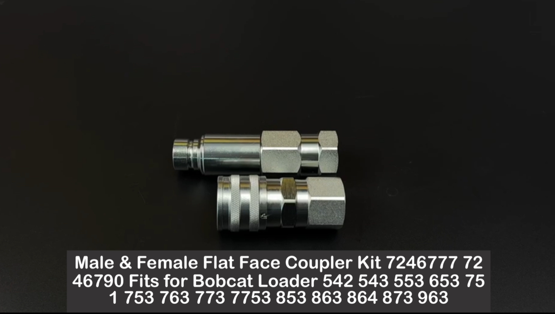 Male & Female Flat Face Coupler Kit 7246777 7246790 Fits for Bobcat Loader 542 543 553 653 751 753 763 773 7753 853 863 864 873 963