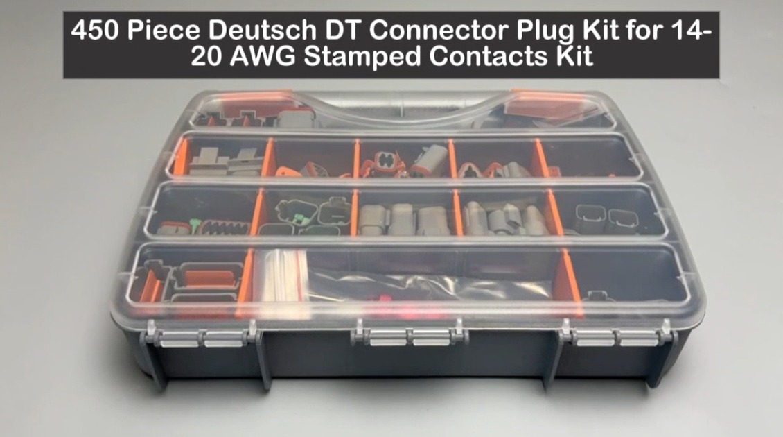 450 Piece Deutsch DT Connector Plug Kit for 14-20 AWG Stamped Contacts Kit