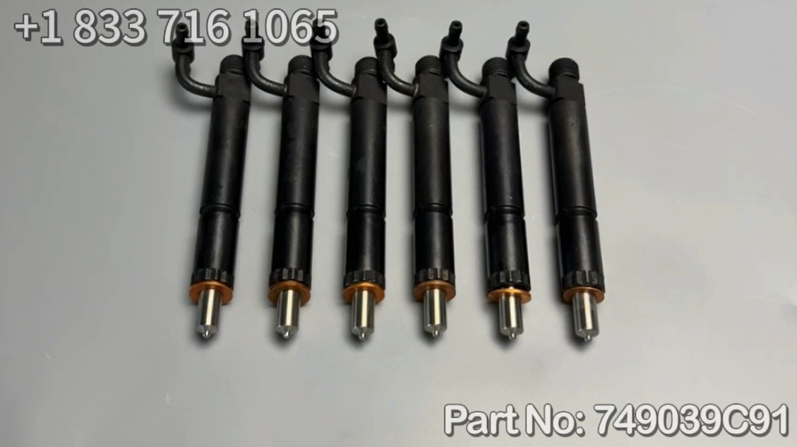 6Piece Fuel Injector With Cap 749039C91 682654C91 Fits for Case IH Engine D-466 DT-466 DT-466B DTI-466 DTI-466B DTI-466C
