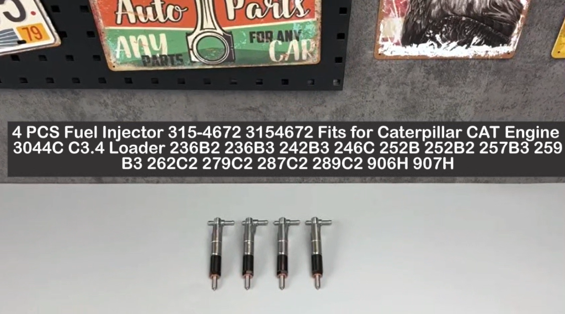 4 PCS Fuel Injector 315-4672 3154672 Fits for Caterpillar CAT Engine 3044C C3.4 Loader 236B2 236B3 242B3 246C 252B 252B2 257B3 259B3 262C2 279C2 287C2 289C2 906H 907H