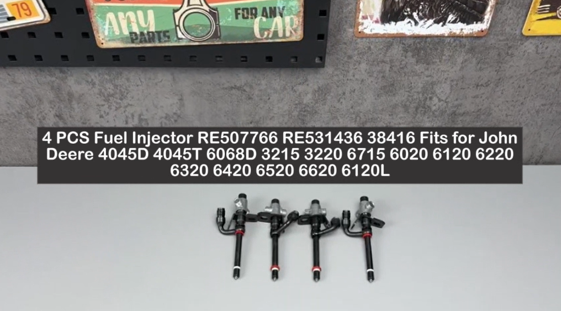 4 PCS Fuel Injector RE507766 RE531436 38416 Fits for John Deere 4045D 4045T 6068D 3215 3220 6715 6020 6120 6220 6320 6420 6520 6620 6120L