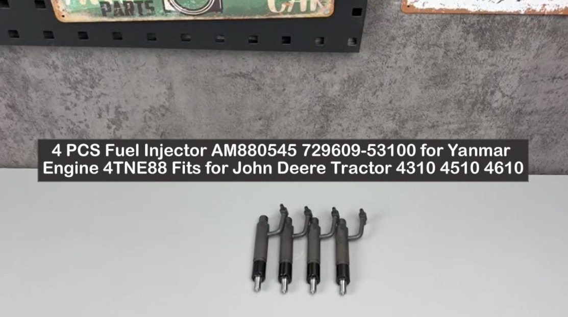 4 PCS Fuel Injector AM880545 729609-53100 for Yanmar Engine 4TNE88 Fits for John Deere Tractor 4310 4510 4610