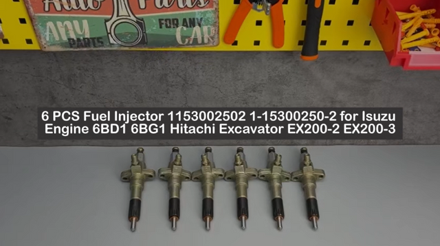 6 PCS Fuel Injector 1153002502 1-15300250-2 for Isuzu Engine 6BD1 6BG1 Hitachi Excavator EX200-2 EX200-3