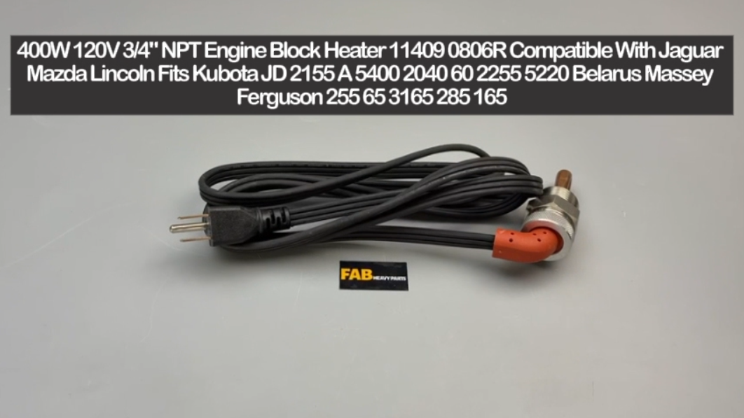 400W 120V 3/4" NPT Engine Block Heater 11409 0806R Compatible With Jaguar Mazda Lincoln Fits Kubota JD 2155 A 5400 2040 60 2255 5220 Belarus Massey Ferguson 255 65 3165 285 165