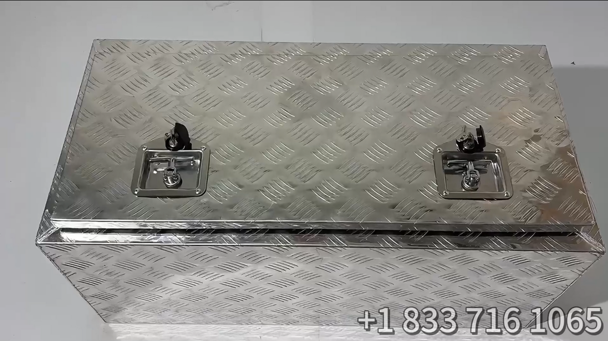36 Inch Truck Tool Box 36"×17"×18" Heavy Duty Aluminum Silver Tread Tool Box with Locks and T-Handle Latch Key