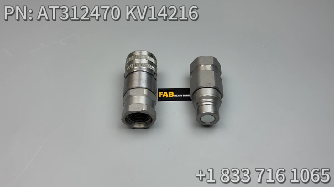 Hydraulic Flat Face Coupler Kit AT312470 KV14216 For John Deere 250 317 325 332D