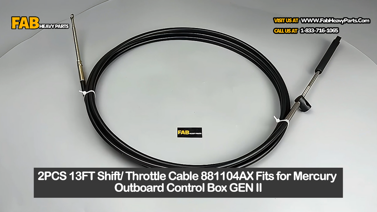 2PCS 13FT Shift/ Throttle Cable 881104AX Fits for Mercury Outboard Control Box GEN II