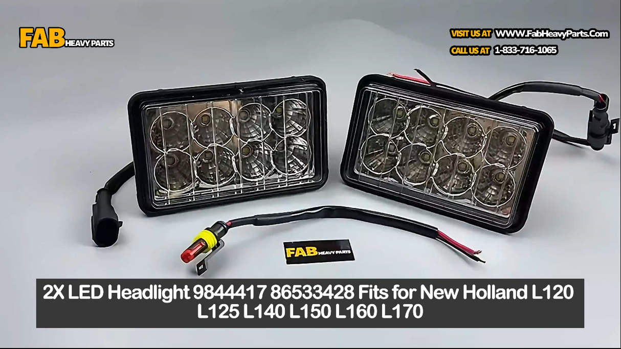2X LED Headlight 9844417 86533428 Fits for New Holland L120 L125 L140 L150 L160 L170