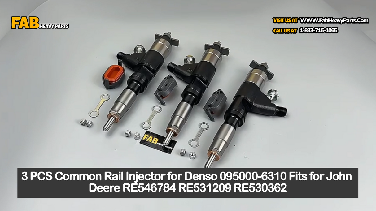 3 PCS Common Rail Injector for Denso 095000-6310 Fits for John Deere RE546784 RE531209 RE530362