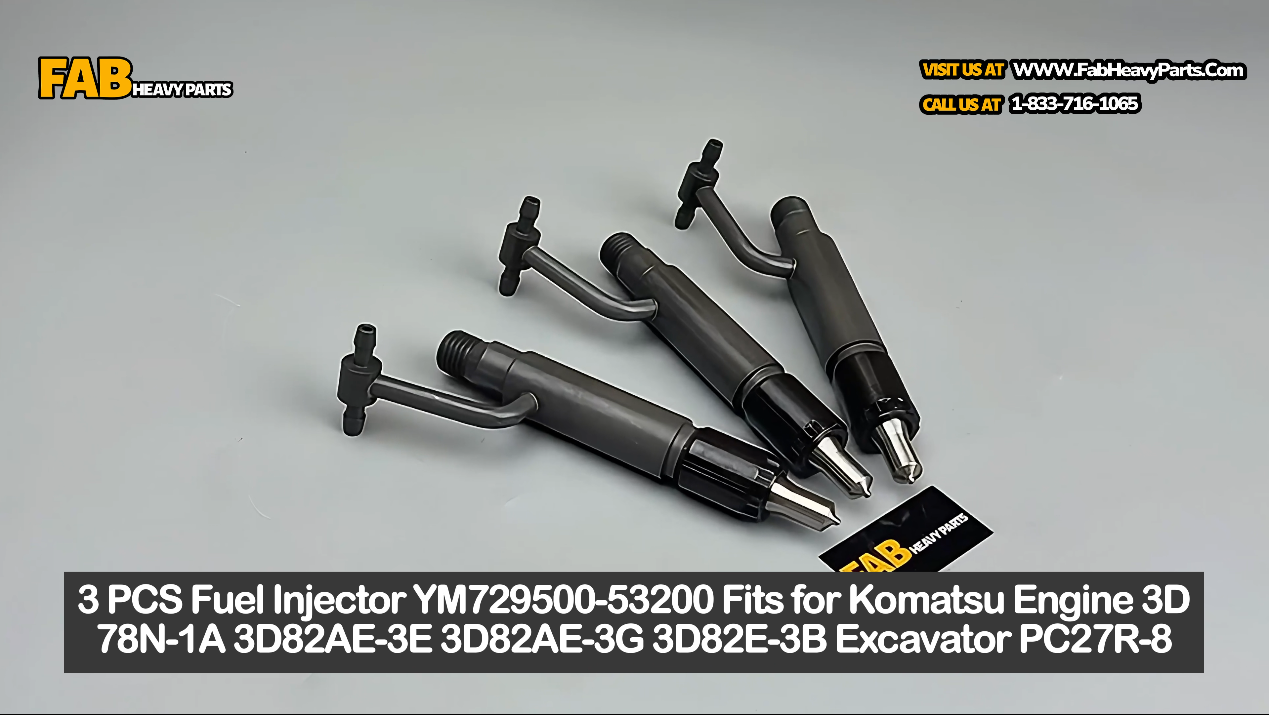 3 PCS Fuel Injector YM729500-53200 Fits for Komatsu Engine 3D78N-1A 3D82AE-3E 3D82AE-3G 3D82E-3B Excavator PC27R-8