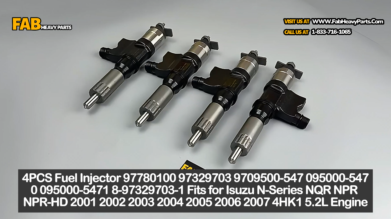 4PCS Fuel Injector 97780100 97329703 9709500-547 095000-5470 095000-5471 8-97329703-1 Fits for Isuzu N-Series NQR NPR NPR-HD 2001 2002 2003 2004 2005 2006 2007 4HK1 5.2L Engine