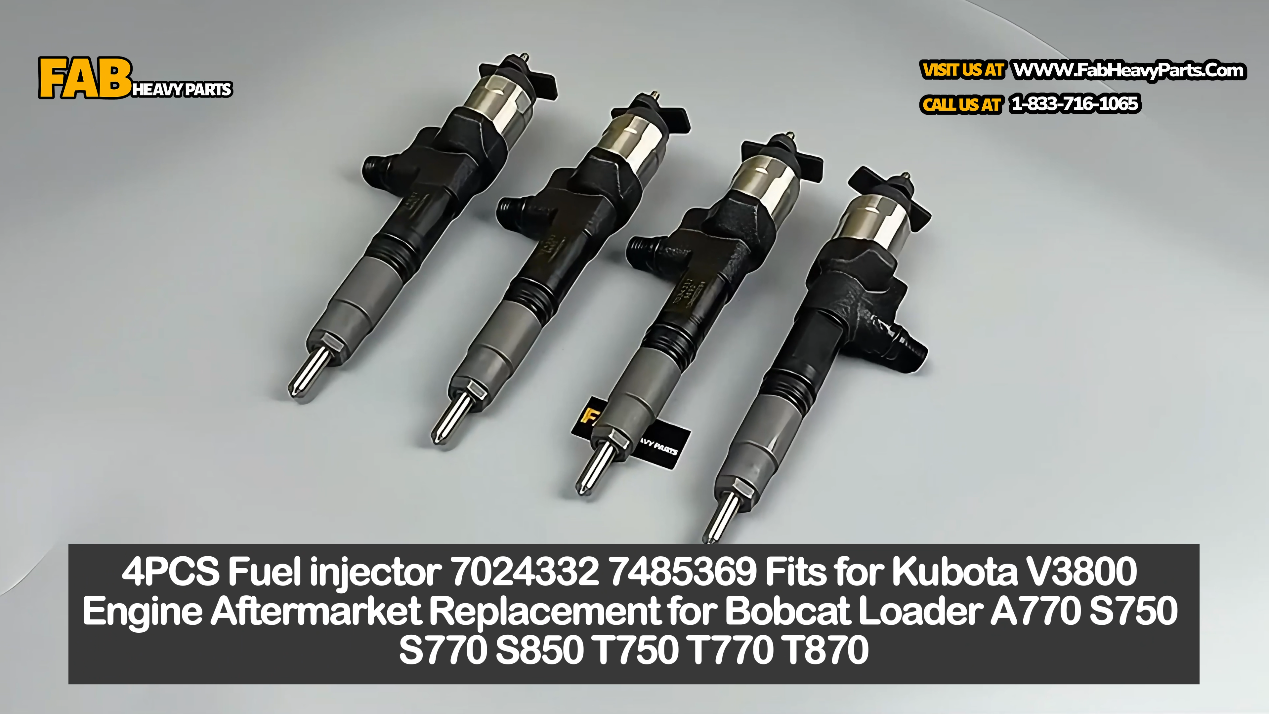 4PCS Fuel injector 7024332 7485369 Fits for Kubota V3800 Engine Aftermarket Replacement for Bobcat Loader A770 S750 S770 S850 T750 T770 T870