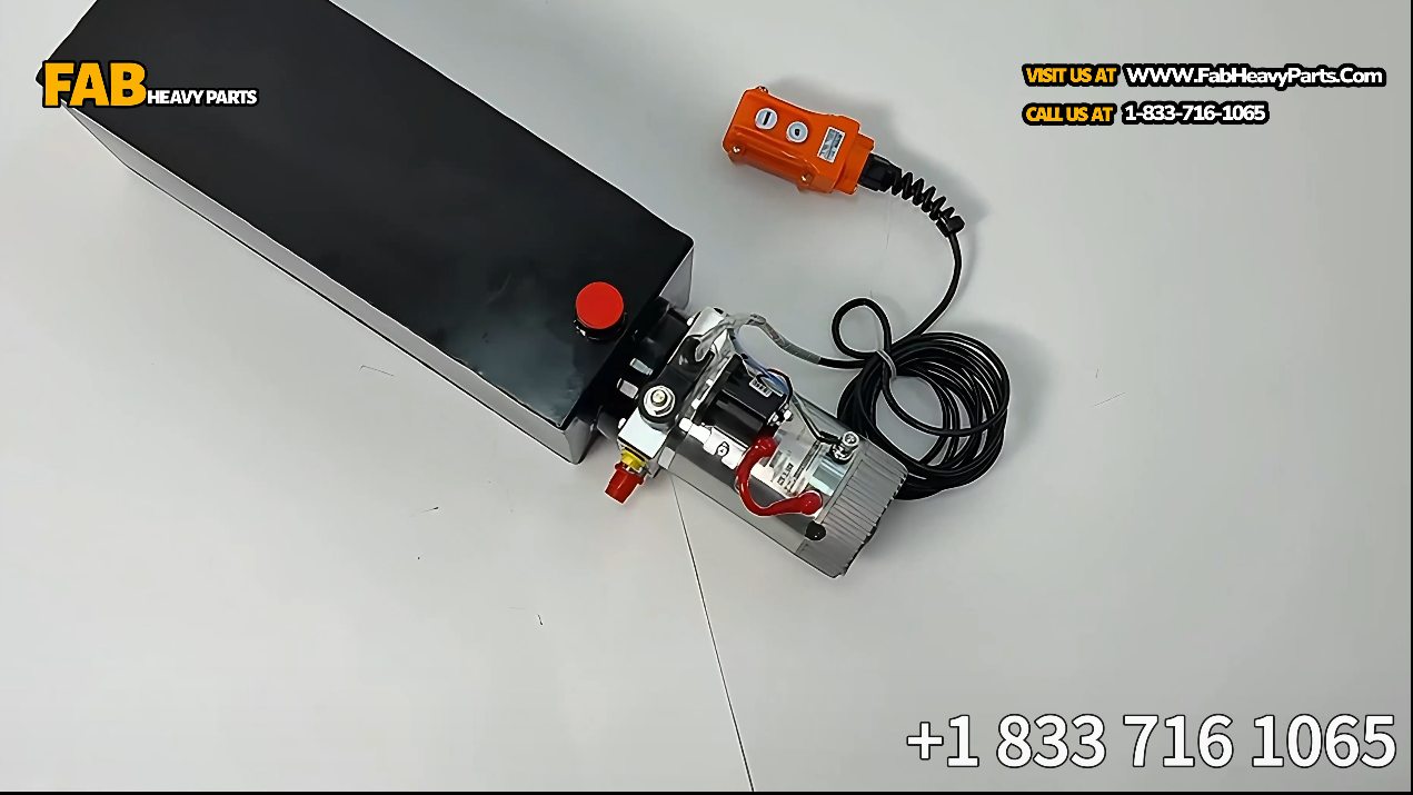 Heavy Duty 12V DC Hydraulic Power Unit 15 Quart Steel Tank Hydraulic Pump for Dump Trailer Lift Gate Wood Splitter Aerial Work Platform and Small Lifting Equipment with Remote Control