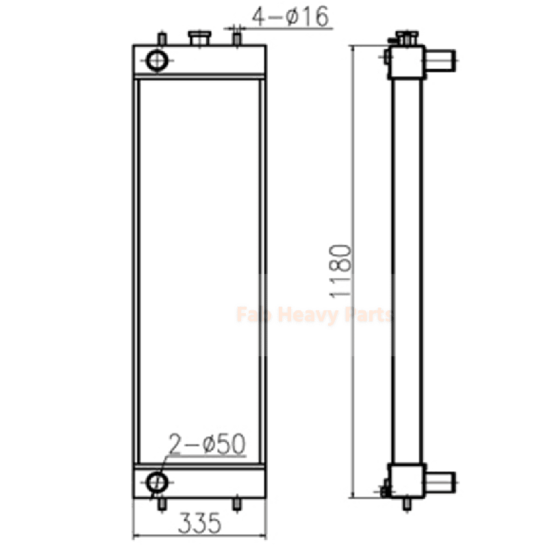 Radiator 4693833 for Hitachi Excavator ZX240 - 3 ZX250H - 3 ZX250K - 3 ZX250K - 3F ZX270 - 3 ZX280LC - 3 ZX280LCH - 3 - Fab Heavy Parts