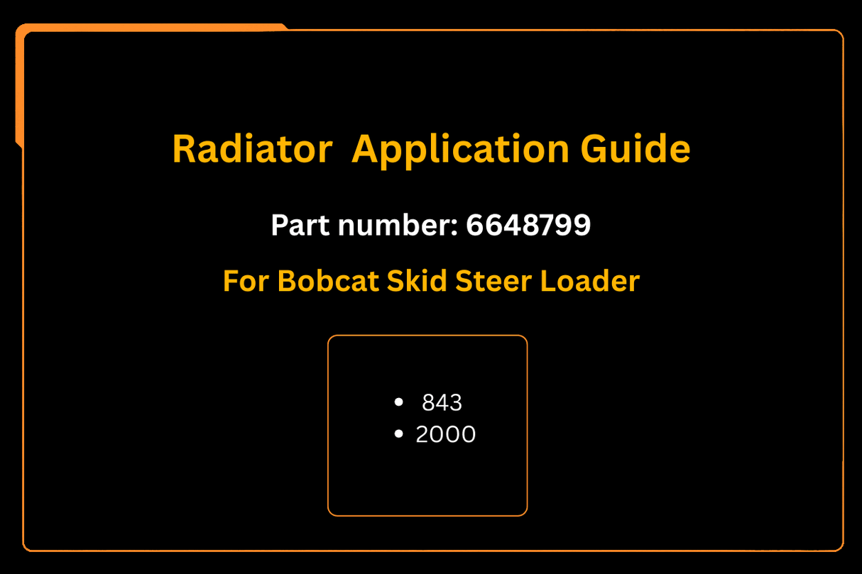 Radiator 6648799 Aftermarket Replacement For Bobcat 843 2000 Loader - Fab Heavy Parts
