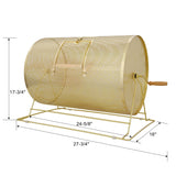Raffle Drum Holds 10000 Tickets or 300 Ping Pong Balls Metal Lottery Spinning Drawing with Wooden Turning Handle 14.8 x Ø21.26 inch Brass Plated - Fab Heavy Parts