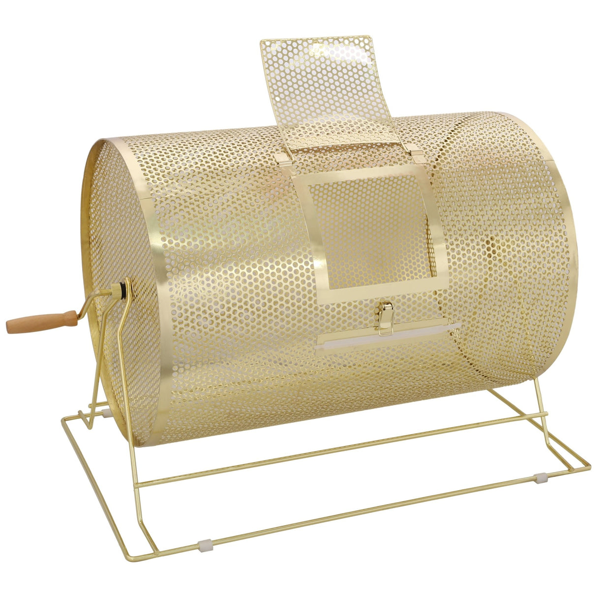 Raffle Drum Holds 10000 Tickets or 300 Ping Pong Balls Metal Lottery Spinning Drawing with Wooden Turning Handle 14.8 x Ø21.26 inch Brass Plated - Fab Heavy Parts
