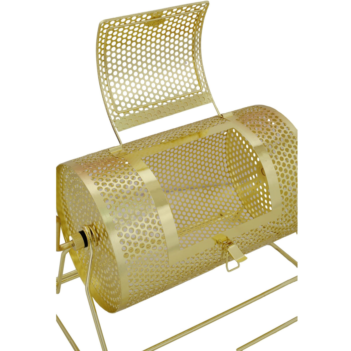 Raffle Ticket Spinner 12 x 8 Inch Drum Lottery Spinning Drawing Brass Plated Roll Box with Wooden Turning Handle Holds 2500 Tickets or 100 Ping Pong Balls for Events - Fab Heavy Parts