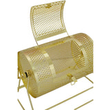 Raffle Ticket Spinner 12 x 8 Inch Drum Lottery Spinning Drawing Brass Plated Roll Box with Wooden Turning Handle Holds 2500 Tickets or 100 Ping Pong Balls for Events - Fab Heavy Parts