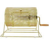 Raffle Ticket Spinner 12 x 8 Inch Drum Lottery Spinning Drawing Brass Plated Roll Box with Wooden Turning Handle Holds 2500 Tickets or 100 Ping Pong Balls for Events - Fab Heavy Parts