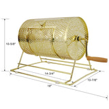 Raffle Ticket Spinner 12 x 8 Inch Drum Lottery Spinning Drawing Brass Plated Roll Box with Wooden Turning Handle Holds 2500 Tickets or 100 Ping Pong Balls for Events - Fab Heavy Parts