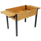Raised Garden Bed Metal Leg Elevated Wood Planter Boxes with Folding Storage Shelf for Growing Fresh Herbs Vegetables Flowers Great for Outdoor Patio Deck Balcony - Fab Heavy Parts
