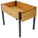 Raised Garden Bed Metal Leg Elevated Wood Planter Boxes with Folding Storage Shelf for Growing Fresh Herbs Vegetables Flowers Great for Outdoor Patio Deck Balcony - Fab Heavy Parts