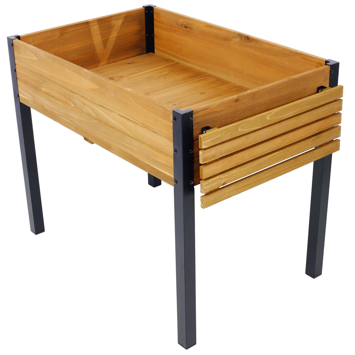 Raised Garden Bed Metal Leg Elevated Wood Planter Boxes with Folding Storage Shelf for Growing Fresh Herbs Vegetables Flowers Great for Outdoor Patio Deck Balcony - Fab Heavy Parts
