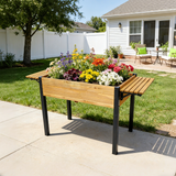 Raised Garden Bed Metal Leg Elevated Wood Planter Boxes with Folding Storage Shelf for Growing Fresh Herbs Vegetables Flowers Great for Outdoor Patio Deck Balcony - Fab Heavy Parts