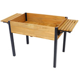 Raised Garden Bed Metal Leg Elevated Wood Planter Boxes with Folding Storage Shelf for Growing Fresh Herbs Vegetables Flowers Great for Outdoor Patio Deck Balcony - Fab Heavy Parts