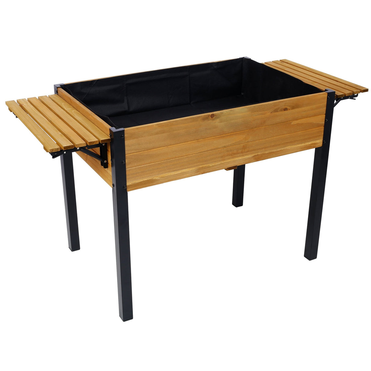 Raised Garden Bed Metal Leg Elevated Wood Planter Boxes with Folding Storage Shelf for Growing Fresh Herbs Vegetables Flowers Great for Outdoor Patio Deck Balcony - Fab Heavy Parts