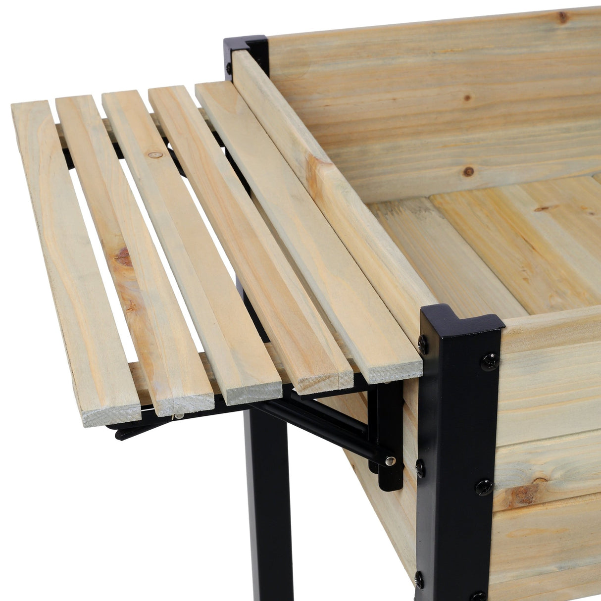Raised Garden Bed Metal Leg Wood Planter Boxes with Folding Storage Shelf Elevated for Growing Fresh Herbs Vegetables Flowers Great for Outdoor Patio Deck Balcony - Fab Heavy Parts