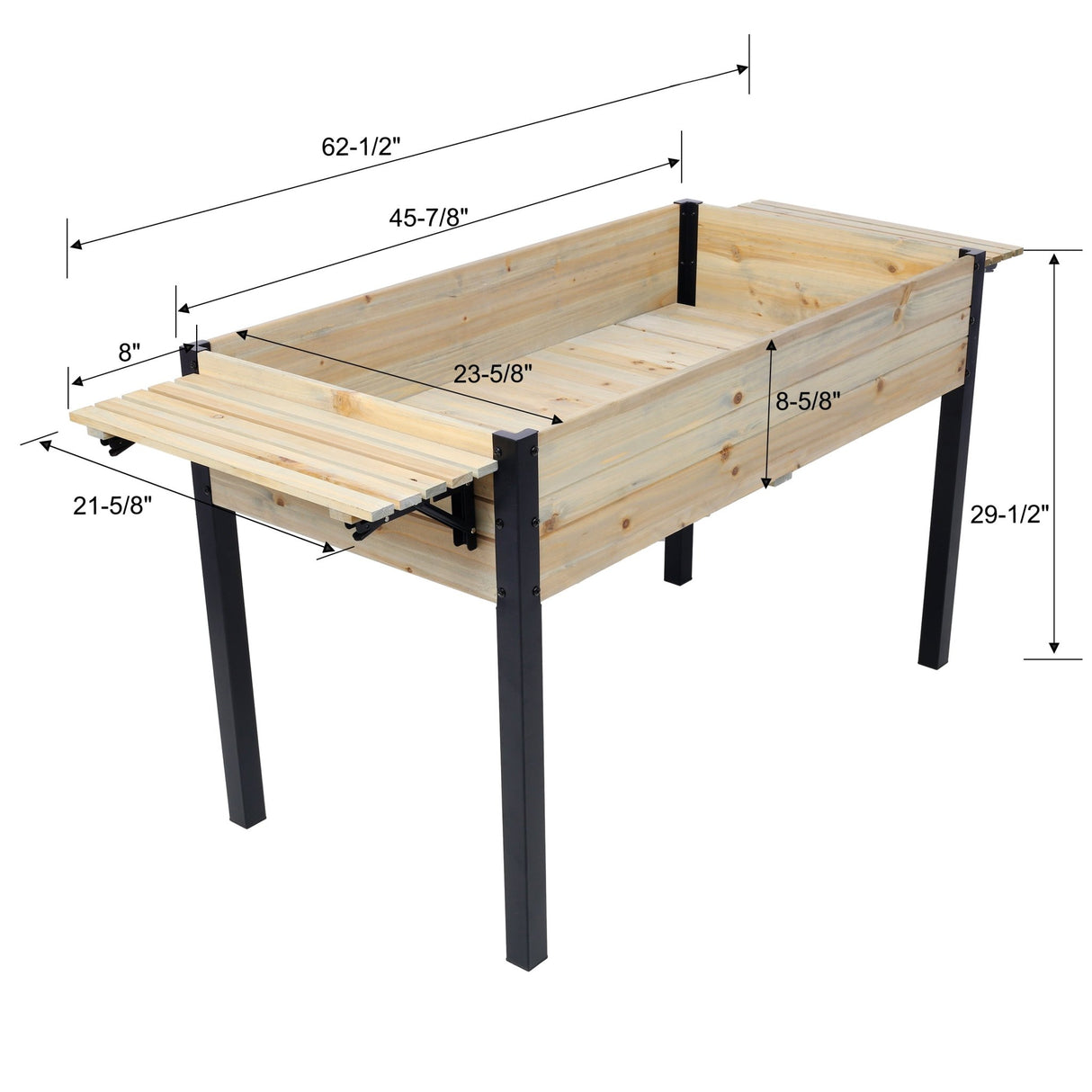 Raised Garden Bed Metal Leg Wood Planter Boxes with Folding Storage Shelf Elevated for Growing Fresh Herbs Vegetables Flowers Great for Outdoor Patio Deck Balcony - Fab Heavy Parts