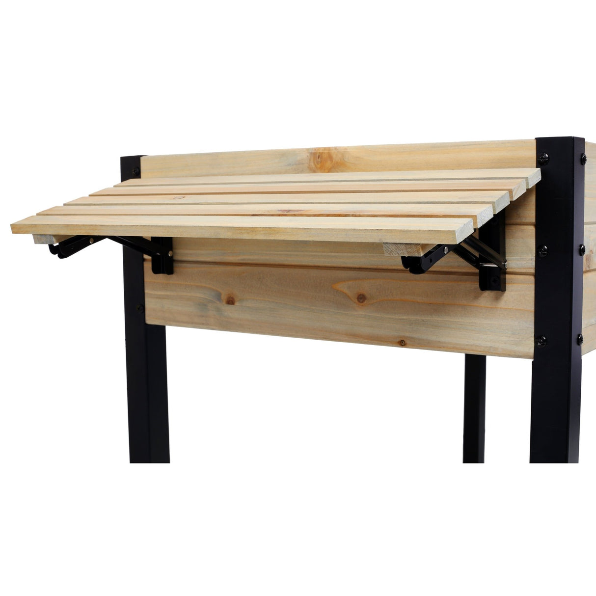 Raised Garden Bed Metal Leg Wood Planter Boxes with Folding Storage Shelf Elevated for Growing Fresh Herbs Vegetables Flowers Great for Outdoor Patio Deck Balcony - Fab Heavy Parts