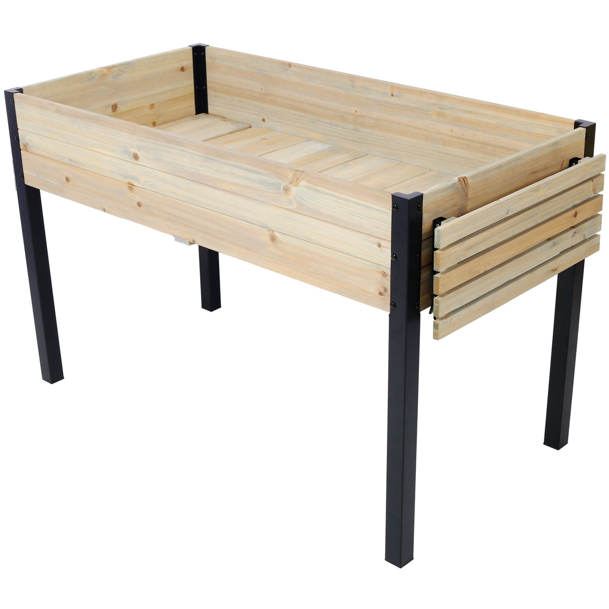 Raised Garden Bed Metal Leg Wood Planter Boxes with Folding Storage Shelf Elevated for Growing Fresh Herbs Vegetables Flowers Great for Outdoor Patio Deck Balcony - Fab Heavy Parts