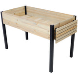 Raised Garden Bed Metal Leg Wood Planter Boxes with Folding Storage Shelf Elevated for Growing Fresh Herbs Vegetables Flowers Great for Outdoor Patio Deck Balcony - Fab Heavy Parts