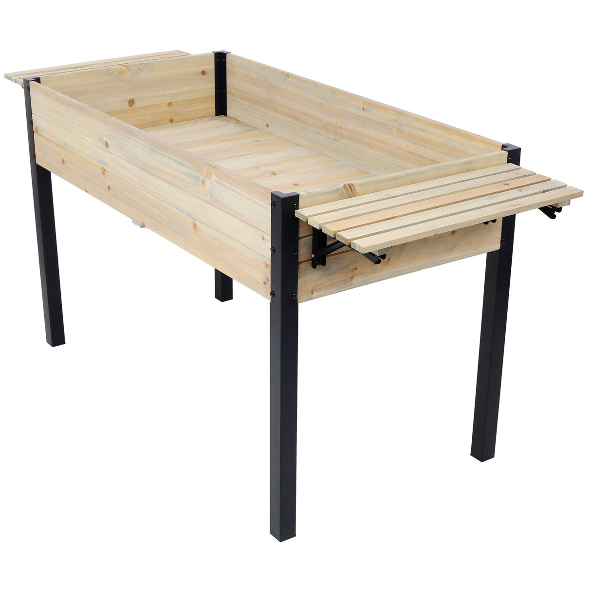 Raised Garden Bed Metal Leg Wood Planter Boxes with Folding Storage Shelf Elevated for Growing Fresh Herbs Vegetables Flowers Great for Outdoor Patio Deck Balcony - Fab Heavy Parts